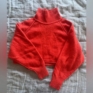Urban Outfitters Burnt Orange Mock Neck Sweater Cropped Size Small